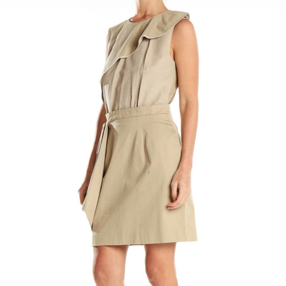 CARVEN TAUPE RUFFLED MINI DRESS - Picture 4 of 8